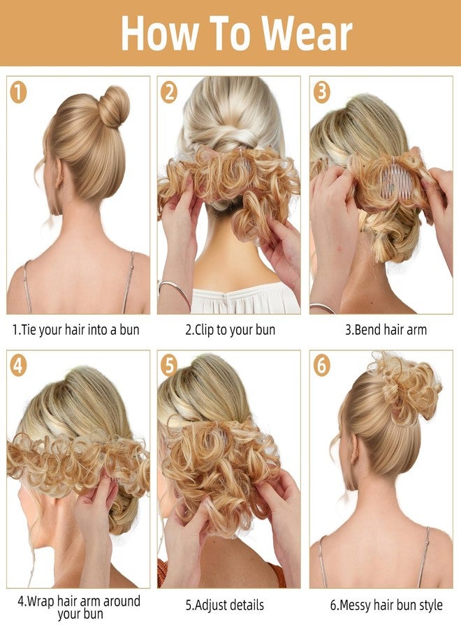 NICENEEDED Messy Bun Hair Piece, Side Comb Clip in Hair Bun Hairpiece for Women, Versatile Adjustable Styles Easy Hair Pieces Dirty Blonde - Image 4